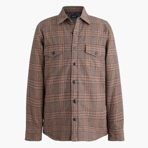 J. Crew Men's Flannel Plaid Jacket With Quilted Lining Brown Size M Medium NWT